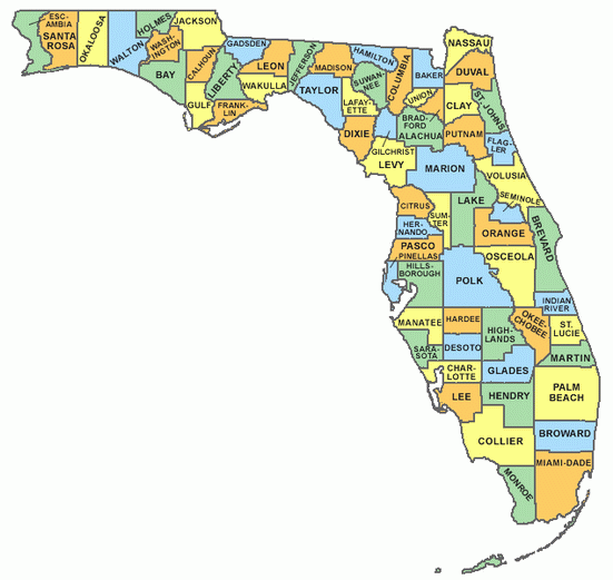 florida map by county. Florida Map of Military